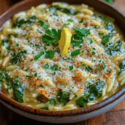 Welcome to a culinary delight that perfectly encapsulates comfort and freshness: Zesty Creamy Orzo with Spinach and Lemon. This dish artfully combines the creamy, tender texture of orzo pasta with the vibrant flavors of fresh spinach and the bright, zesty kick of lemon. Whether you're a busy professional looking for a quick weeknight dinner or a home cook preparing for a special occasion, this recipe offers a delightful balance of flavors that will please your palate.