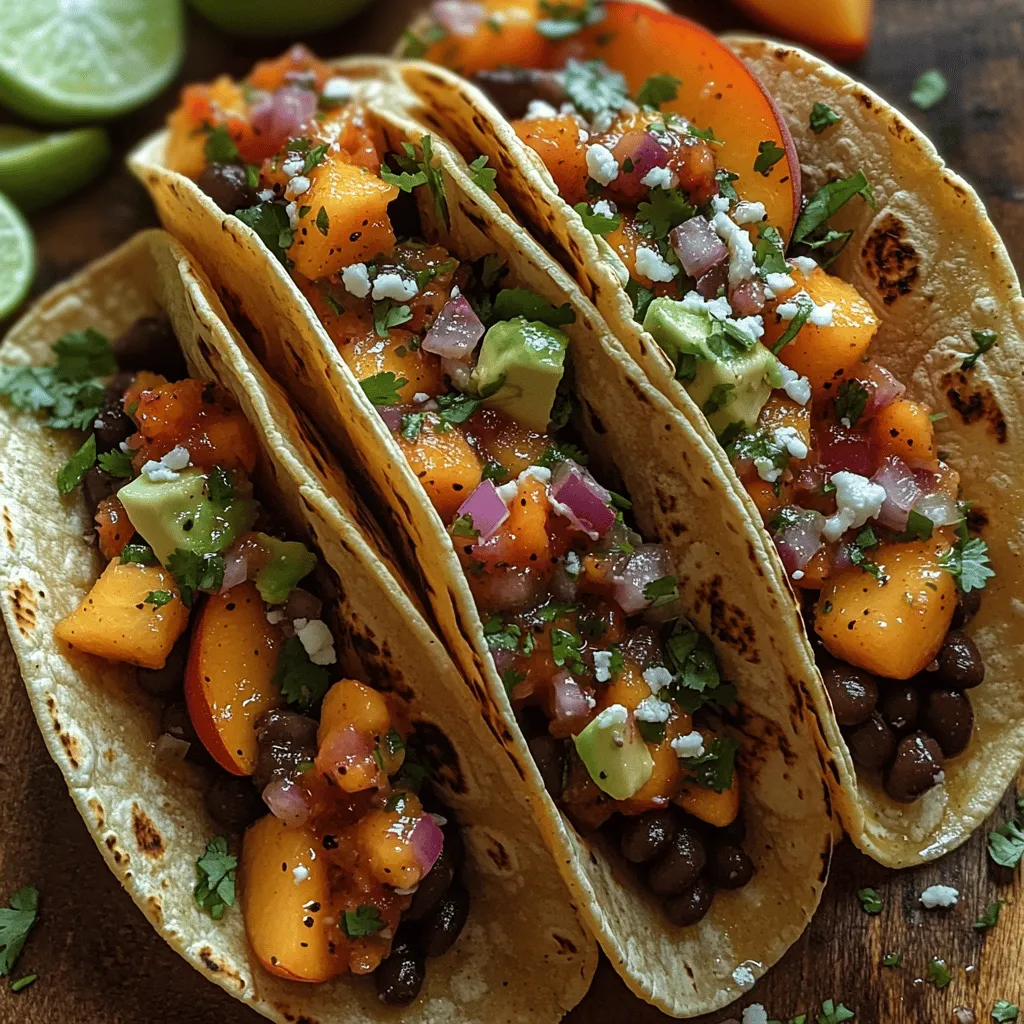 When it comes to culinary delights that weave together vibrant flavors and textures, few dishes can compete with the allure of tacos. Our Sweet & Spicy Peach Salsa Black Bean Tacos take this beloved staple to a whole new level, combining the luscious sweetness of ripe peaches with the hearty satisfaction of black beans. These tacos are not just a feast for the taste buds; they are a vibrant celebration of summer's freshest produce, making them a perfect choice for gatherings, quick weeknight dinners, or even as a delightful vegetarian option that will leave everyone feeling satisfied.