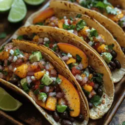 When it comes to culinary delights that weave together vibrant flavors and textures, few dishes can compete with the allure of tacos. Our Sweet & Spicy Peach Salsa Black Bean Tacos take this beloved staple to a whole new level, combining the luscious sweetness of ripe peaches with the hearty satisfaction of black beans. These tacos are not just a feast for the taste buds; they are a vibrant celebration of summer's freshest produce, making them a perfect choice for gatherings, quick weeknight dinners, or even as a delightful vegetarian option that will leave everyone feeling satisfied.