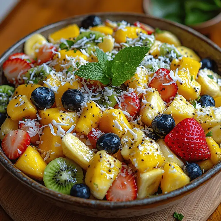 Imagine a vibrant bowl filled with an array of colorful fruits that evoke the warmth of a tropical getaway. The Tropical Paradise Fruit Salad is not just a dish; it's an experience. Bursting with fresh flavors and lively colors, this salad brings together some of the most beloved tropical fruits, creating a refreshing medley that is perfect for any occasion. Whether you're hosting a summer barbecue, planning a picnic, or simply looking for a healthy snack, this fruit salad is sure to be a crowd-pleaser.