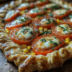 The Savory Tomato Corn Galette is a delightful dish that captures the essence of summer in every bite. With the vibrant flavors of fresh tomatoes and sweet corn, this galette offers a perfect blend of textures and tastes that can be enjoyed by everyone, whether at a lively gathering, a casual picnic, or a cozy dinner at home. This rustic tart not only showcases the best of seasonal produce but also embodies a culinary approach that is both practical and impressive.