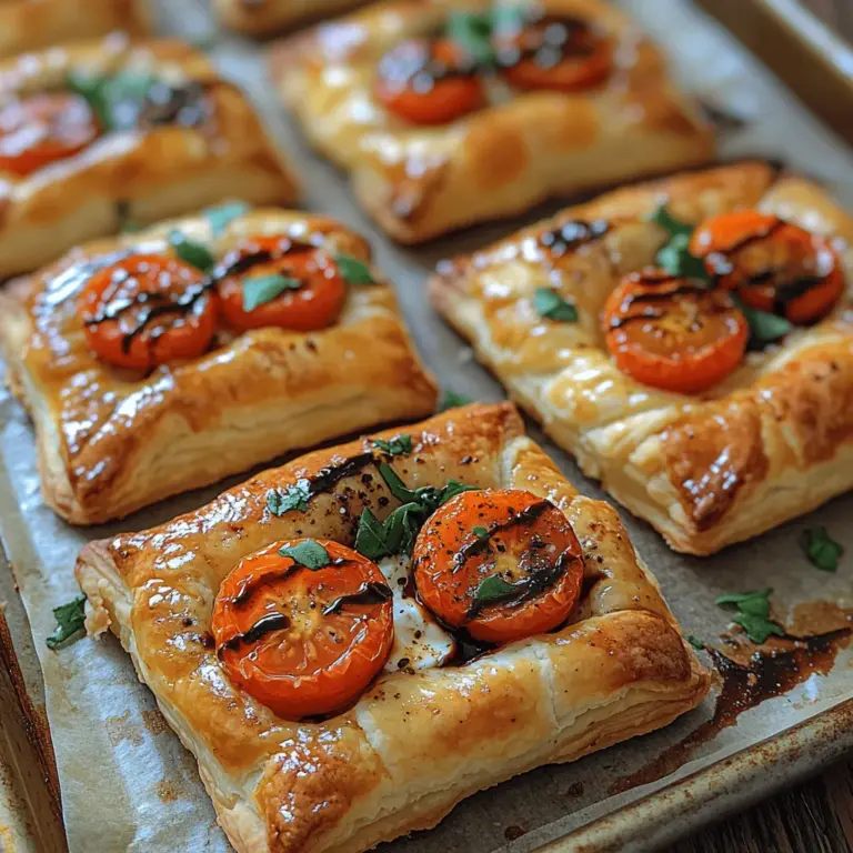 Puff pastry has earned its rightful place as a staple in kitchens around the world, celebrated for its versatility and flaky texture. This delightful dough, consisting of layers of butter and flour, puffs up beautifully when baked, creating a light, airy base that serves as an excellent canvas for various toppings. Among the myriad of dishes that can be crafted with puff pastry, Cherry Tomato Puff Tartlets stand out as an exceptional choice for those seeking a vibrant, refreshing appetizer or snack. This dish beautifully balances the juiciness of fresh cherry tomatoes with the creamy richness of ricotta cheese, resulting in a mouthwatering treat that is sure to impress.