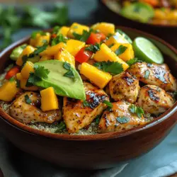 The Mango Jalapeño Chicken Bowls are a vibrant and delicious dish that perfectly marries sweet and spicy flavors, making it an irresistible option for dinner or meal prep. This recipe not only tantalizes the taste buds but also packs a nutritional punch, providing a well-balanced meal that can be whipped up in no time. The combination of succulent chicken, juicy mango, and zesty jalapeño creates a delightful contrast that keeps your palate engaged, while a medley of fresh vegetables adds both color and essential nutrients.