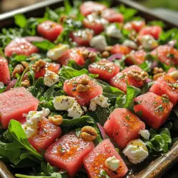 As the temperatures rise and summer approaches, there's nothing quite like a refreshing salad to invigorate the senses. Enter the Refreshing Watermelon Arugula Delight—an enticing combination of vibrant colors, refreshing flavors, and a medley of nutritional benefits. This dish is not only a feast for the eyes but also a celebration of seasonal produce that tantalizes the taste buds and nourishes the body.