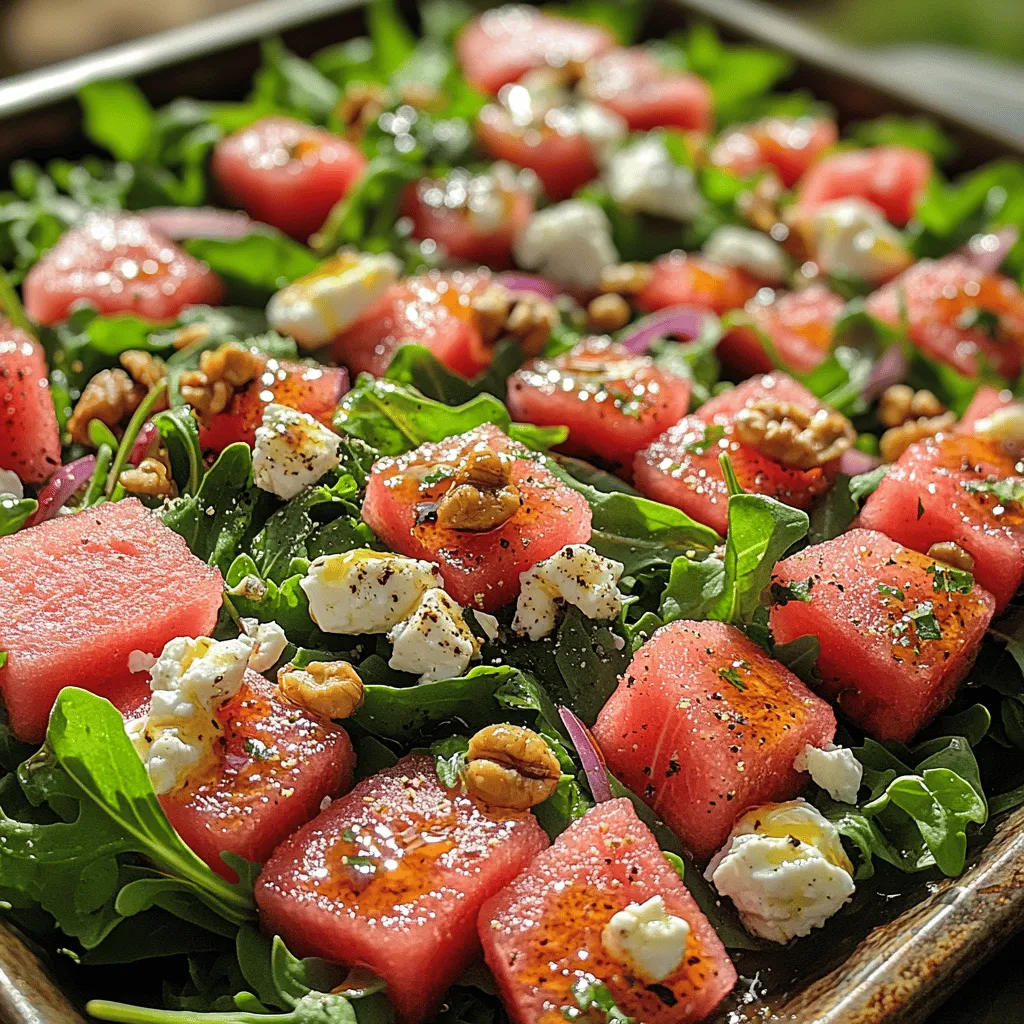 As the temperatures rise and summer approaches, there's nothing quite like a refreshing salad to invigorate the senses. Enter the Refreshing Watermelon Arugula Delight—an enticing combination of vibrant colors, refreshing flavors, and a medley of nutritional benefits. This dish is not only a feast for the eyes but also a celebration of seasonal produce that tantalizes the taste buds and nourishes the body.