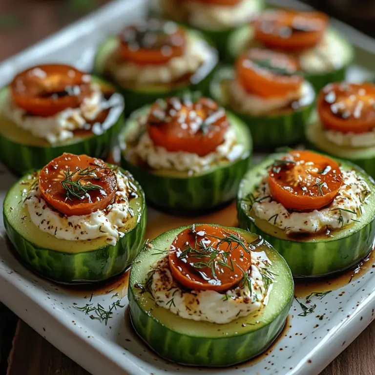 The flavor profile of Whipped Feta Cucumber Bites is a delightful combination of creamy, tangy, and refreshing notes. The whipped feta, with its rich and salty essence, pairs beautifully with the cool crunch of fresh cucumbers, creating a harmonious balance of textures and tastes. Each bite is a burst of flavor, making it an ideal appetizer that can stand out on any party platter.