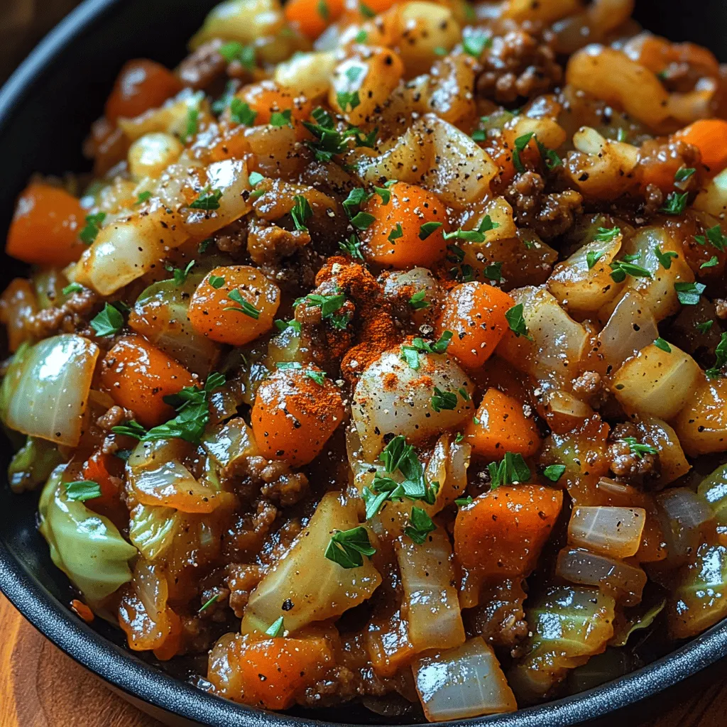 Cabbage is often viewed as a humble vegetable, yet its versatility in the kitchen knows no bounds. The Cabbage Delight Skillet recipe showcases cabbage’s potential by transforming it into a hearty and nutritious meal that is perfect for busy weeknights. This dish brings together an array of wholesome ingredients, including ground beef, aromatic vegetables, and a medley of spices, to create a delightful blend of flavors and textures that are sure to please even the pickiest eaters in the family.
