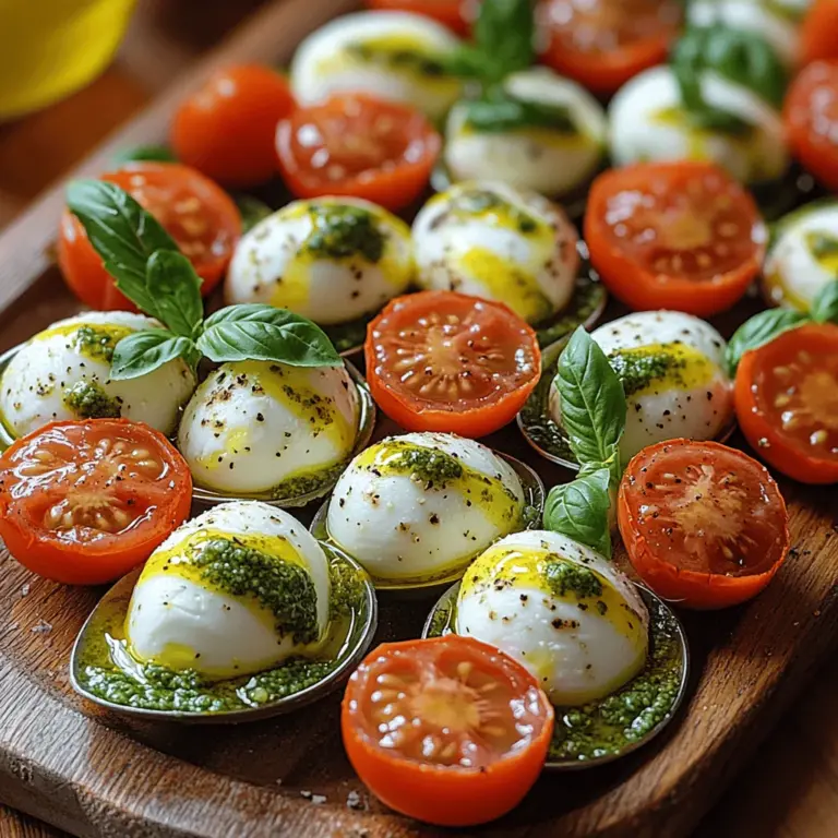 At the heart of our Lemon Pesto Caprese Spoons lies fresh basil. This aromatic herb is a staple in Mediterranean cuisine and is known for its vibrant green color and unique flavor profile. Basil has a slightly sweet, peppery taste that enhances a variety of dishes, making it a versatile ingredient in both cooking and garnishing.