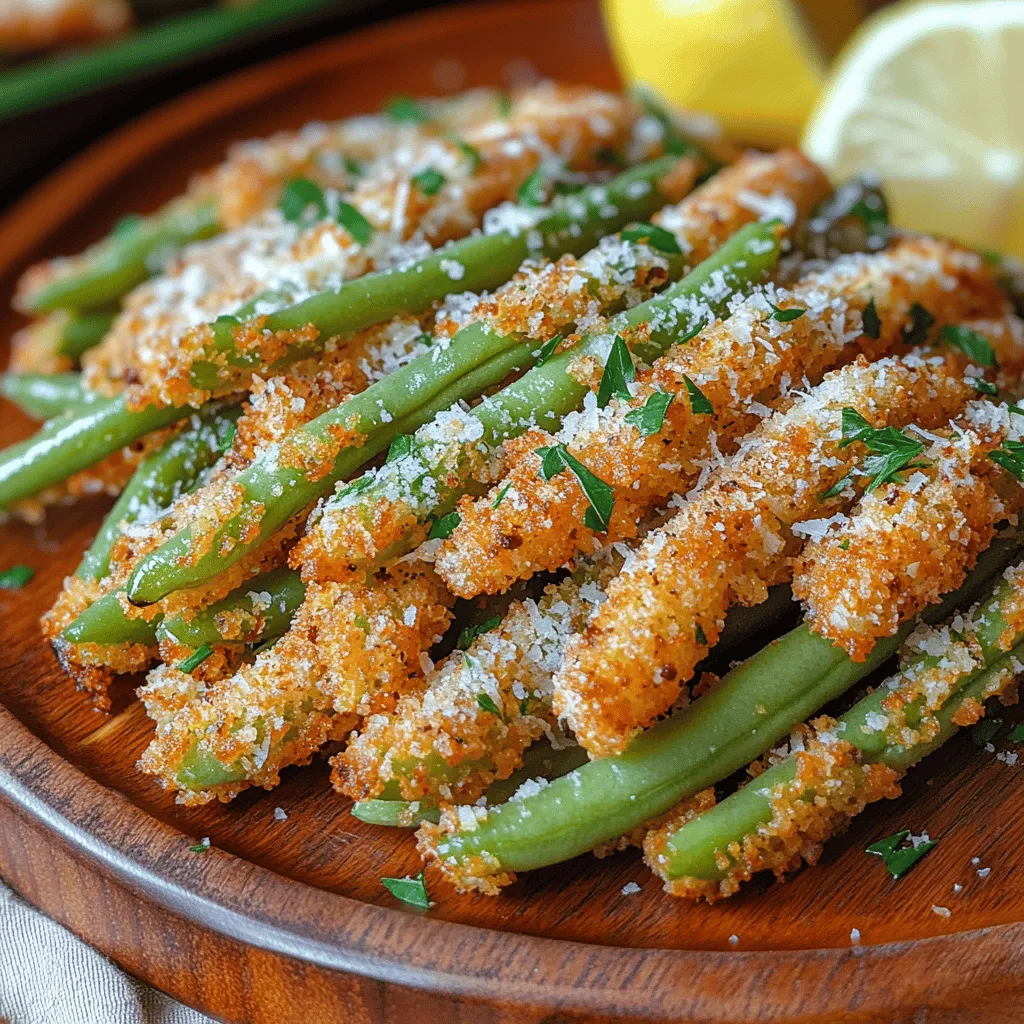 Crispy Garlic Green Bean Fries are an innovative and flavorful take on the classic French fry, providing a healthier option without sacrificing taste or texture. These delightful green bean fries not only deliver a satisfying crunch but also pack a nutritional punch, making them an excellent choice for those seeking a lighter snack or side dish. With the vibrant flavors of fresh green beans combined with the aromatic essence of garlic and the richness of Parmesan cheese, this recipe is perfect for any occasion—whether you're hosting a gathering, preparing a family meal, or simply craving a delicious snack.