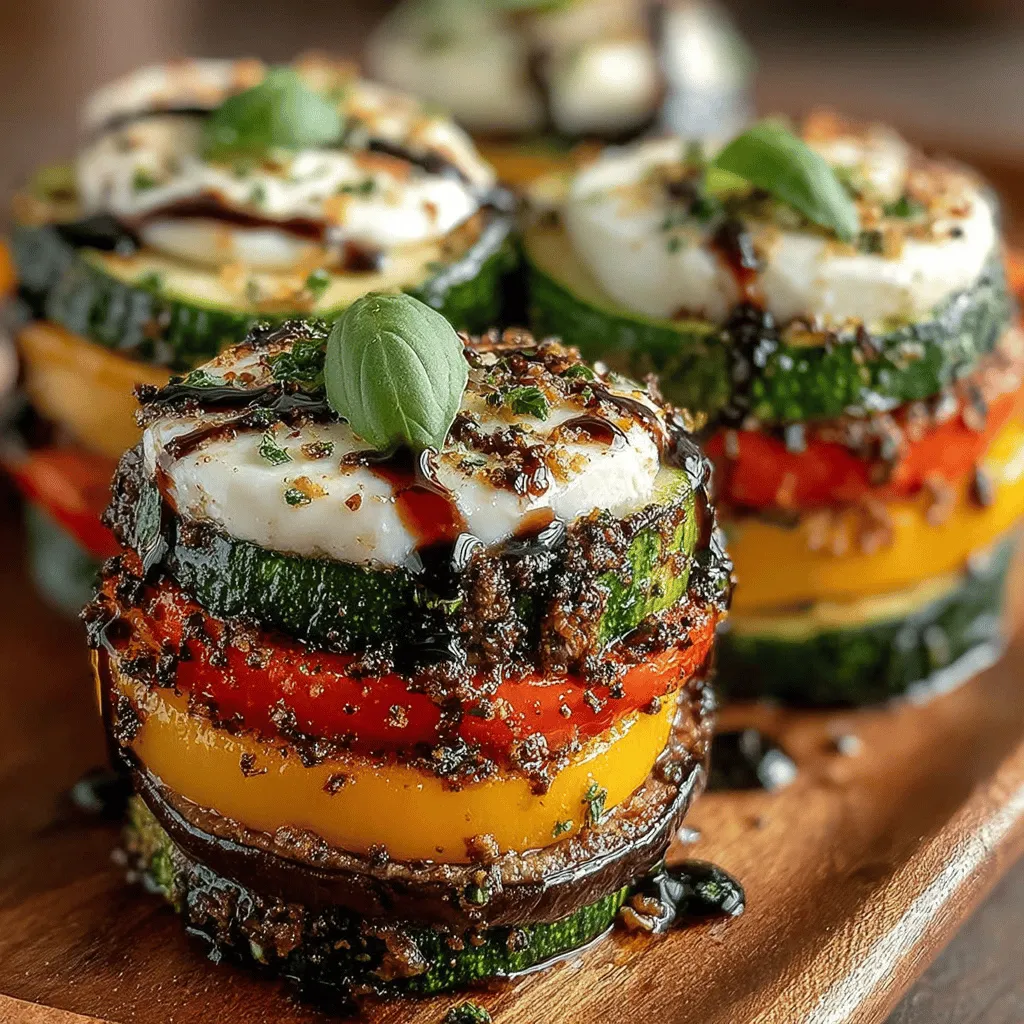 Balsamic glaze is a delightful addition that can elevate your Grilled Veggie & Mozzarella Stacks, providing a rich sweetness that balances the savory flavors of the grilled vegetables and creamy mozzarella. To make a balsamic glaze, simply simmer balsamic vinegar in a saucepan over medium heat until it reduces by half and thickens to a syrupy consistency. This usually takes about 10-15 minutes.