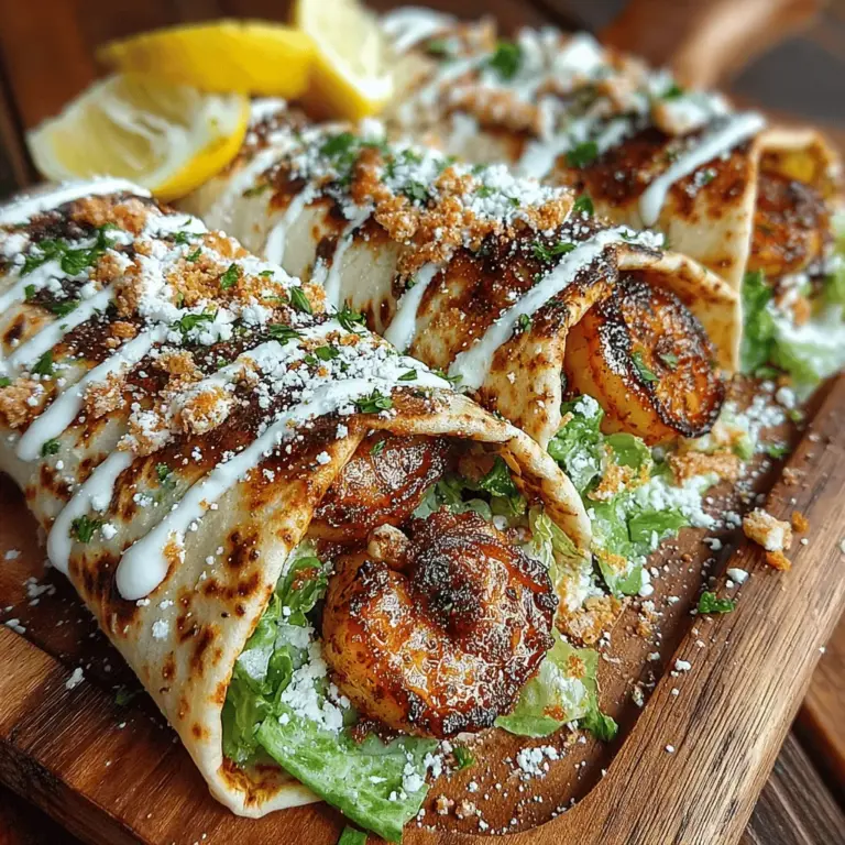 In the culinary world, the marriage of flavors can create delightful experiences that tantalize the taste buds and elevate everyday meals into something special. Grilled Shrimp Caesar Wraps exemplify this notion, skillfully combining the beloved flavors of a classic Caesar salad with succulent grilled shrimp, all wrapped up in a convenient and portable format. This recipe is not just a meal; it’s an experience that brings together the freshness of vibrant ingredients, the comforting familiarity of Caesar dressing, and the satisfying texture of a wrap.