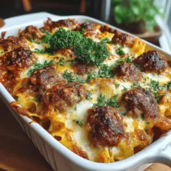 The meatballs are undeniably the star of this casserole, providing a hearty base that anchors the dish. Their savory flavor and satisfying texture are what truly elevate the overall experience. Made from a blend of quality ground meat and aromatic seasonings, the meatballs soak up the marinara sauce, infusing the entire casserole with their delicious essence.