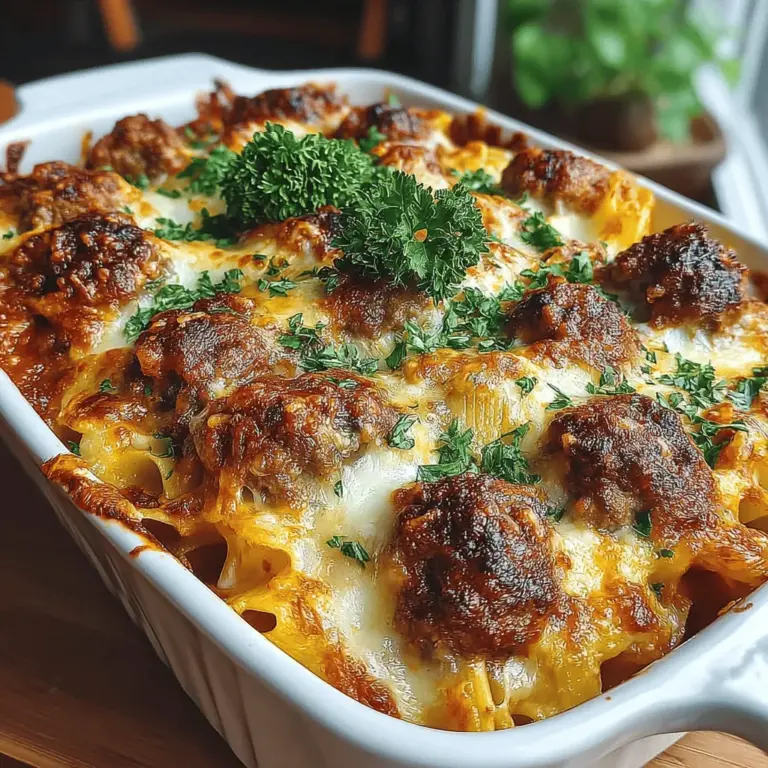 The meatballs are undeniably the star of this casserole, providing a hearty base that anchors the dish. Their savory flavor and satisfying texture are what truly elevate the overall experience. Made from a blend of quality ground meat and aromatic seasonings, the meatballs soak up the marinara sauce, infusing the entire casserole with their delicious essence.