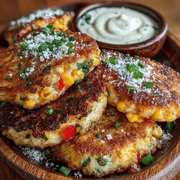 Corn fritters are a beloved dish that has captured the hearts and taste buds of many across the globe. These delightful morsels of crispy goodness are not only versatile but also incredibly easy to prepare, making them a go-to option for various occasions. Whether you are looking for a tasty appetizer to kick off a gathering, a snack to enjoy on a lazy afternoon, or a side dish to complement your main course, Golden Corn Fritters Delight fits the bill perfectly. The simplicity of the recipe ensures that cooks of all skill levels can whip up a batch without a hitch, creating an enjoyable cooking experience.