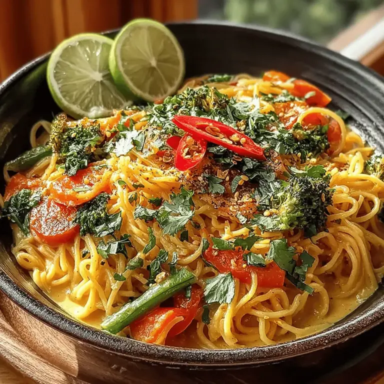 When it comes to quick and flavorful meals, few dishes rival the Spicy Curry Coconut Noodle Stir Fry. This recipe beautifully marries the rich, creamy texture of coconut milk with the vibrant, aromatic spices of curry, creating a sensory experience that is both satisfying and nourishing. The combination of gluten-free rice noodles, fresh vegetables, and a punchy curry paste makes this dish a go-to for those seeking a meal that is not only delicious but also loaded with health benefits.