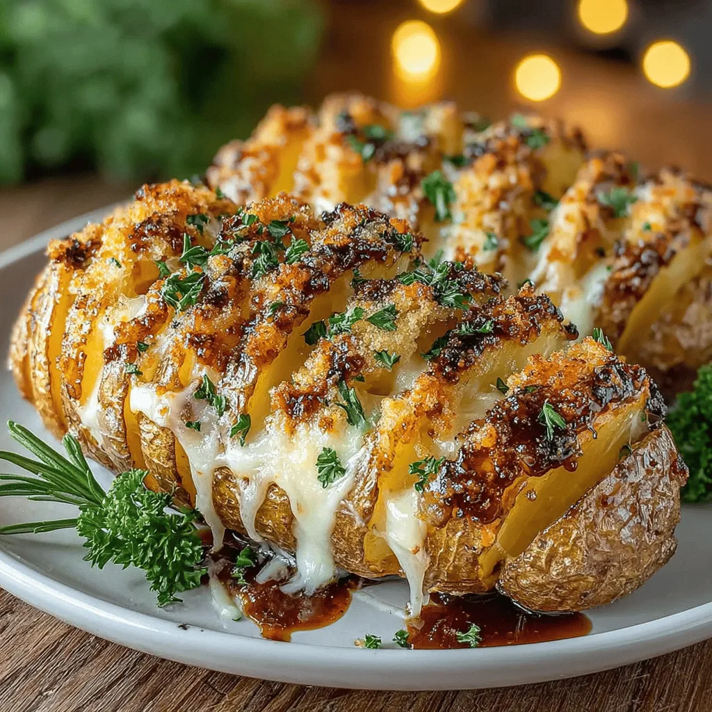 Cheesy Garlic Delight Hasselback Potatoes are more than just a dish; they are a culinary experience that brings together the rich, comforting flavors of garlic and cheese in a visually stunning manner. This innovative take on a classic potato recipe has gained popularity in kitchens around the world, not only for its mouthwatering taste but also for its striking presentation. Perfect for family dinners, festive gatherings, or special occasions, these Hasselback potatoes are sure to impress your guests and satisfy your taste buds.