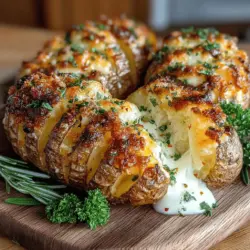 Cheesy Garlic Delight Hasselback Potatoes are more than just a dish; they are a culinary experience that brings together the rich, comforting flavors of garlic and cheese in a visually stunning manner. This innovative take on a classic potato recipe has gained popularity in kitchens around the world, not only for its mouthwatering taste but also for its striking presentation. Perfect for family dinners, festive gatherings, or special occasions, these Hasselback potatoes are sure to impress your guests and satisfy your taste buds.