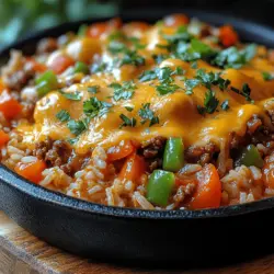 In the realm of home-cooked meals, few dishes hold the same charm as the Cheesy Ground Beef and Rice Skillet. This one-pan wonder is not only a feast for the eyes but also a comforting embrace for the taste buds. With its rich flavors and creamy texture, it seamlessly combines hearty ingredients into a satisfying meal that appeals to both kids and adults alike.