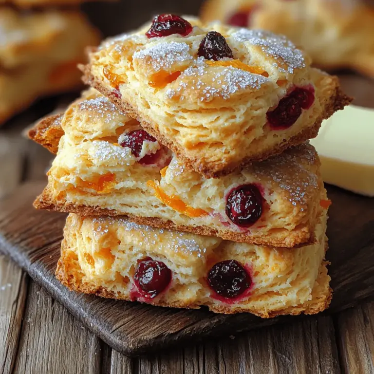 Welcome to the delightful world of baking, where the aroma of freshly baked goods can instantly brighten your day. Today, we are excited to share a recipe that captures the essence of both tart and sweet flavors: Bright Orange Cranberry Scones. These scones are not just a treat for the taste buds; they also offer a refreshing twist that can elevate your breakfast or afternoon tea experience. With a perfectly crispy exterior and a soft, fluffy interior, these scones are infused with the vibrant essence of orange and the delightful tartness of cranberries. Whether you are an experienced baker or just starting your culinary journey, this recipe will guide you through each step to create scones that are sure to impress family and friends alike.