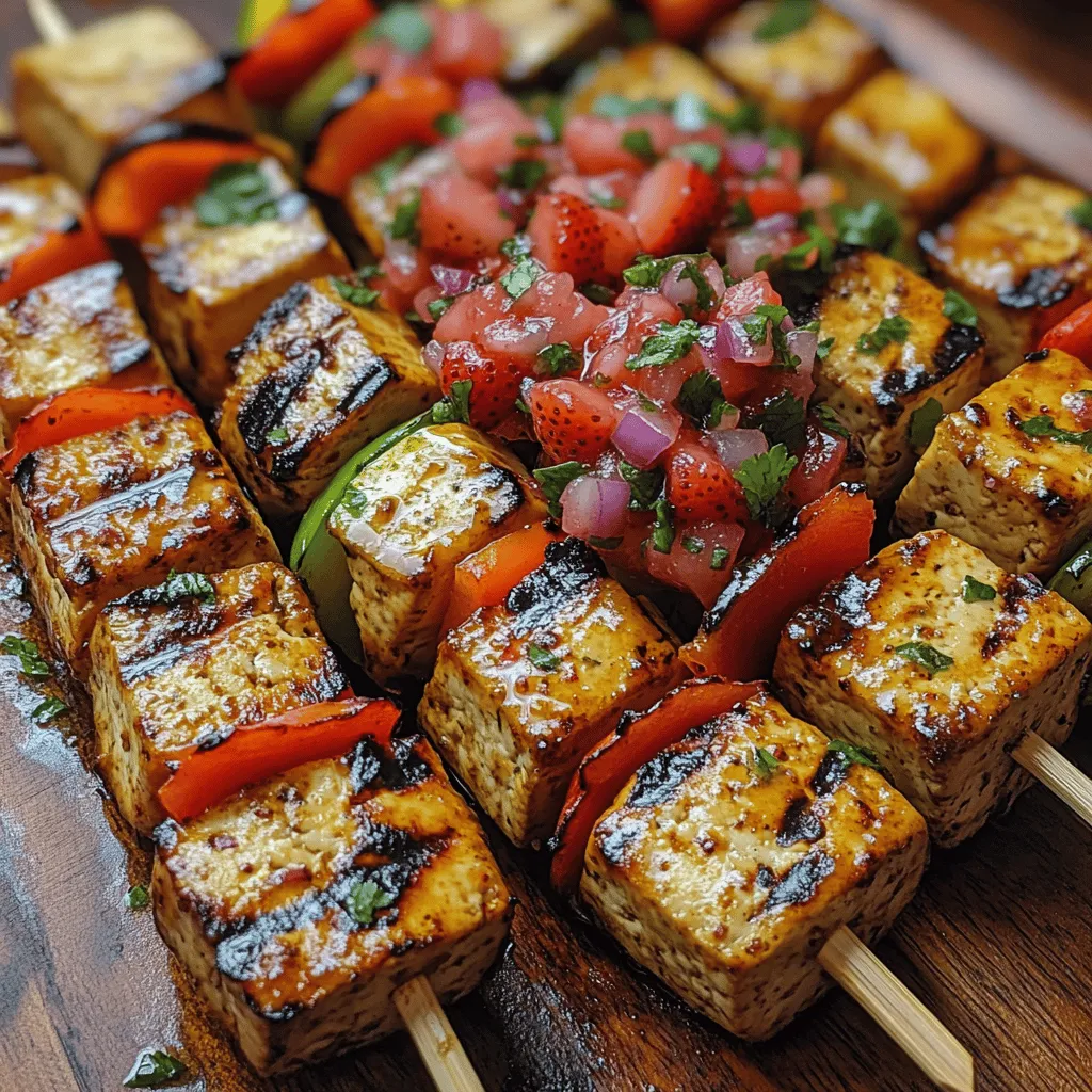 Skewers have long been celebrated as a versatile culinary delight, perfect for a variety of occasions from backyard barbecues to elegant dinner parties. Their appeal lies not only in their aesthetic presentation but also in their ability to combine diverse flavors and textures in a single bite. Today, we’re diving into a refreshing and nutritious recipe: Tofu Skewers with Strawberry Salsa. This unique dish marries the savory, grilled goodness of tofu with the bright, sweet notes of fresh strawberry salsa, creating a delightful harmony of flavors that’s both satisfying and health-conscious.