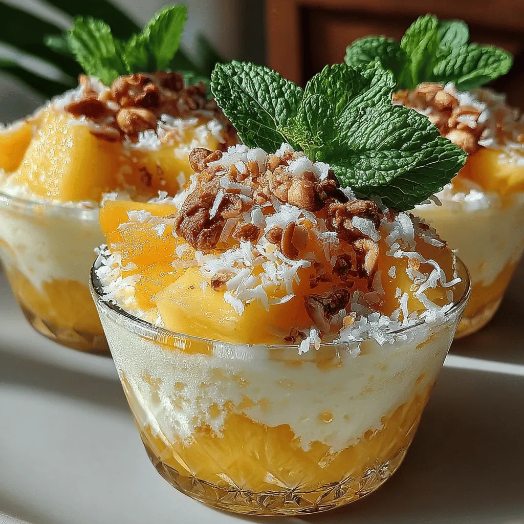 In a world full of hectic schedules and daily stressors, finding a moment of tranquility can be as simple as indulging in a delightful dessert. Enter Tropical Paradise Cups—an enticing, refreshing treat that transports your taste buds to sun-kissed beaches and balmy breezes. This recipe combines the rich creaminess of coconut milk and the vibrant sweetness of fresh pineapple, resulting in a delightful dessert that’s not only simple to make but also perfect for any occasion. Whether you're hosting a summer gathering or just want to treat yourself, these Tropical Paradise Cups are sure to satisfy your cravings for something light and refreshing.