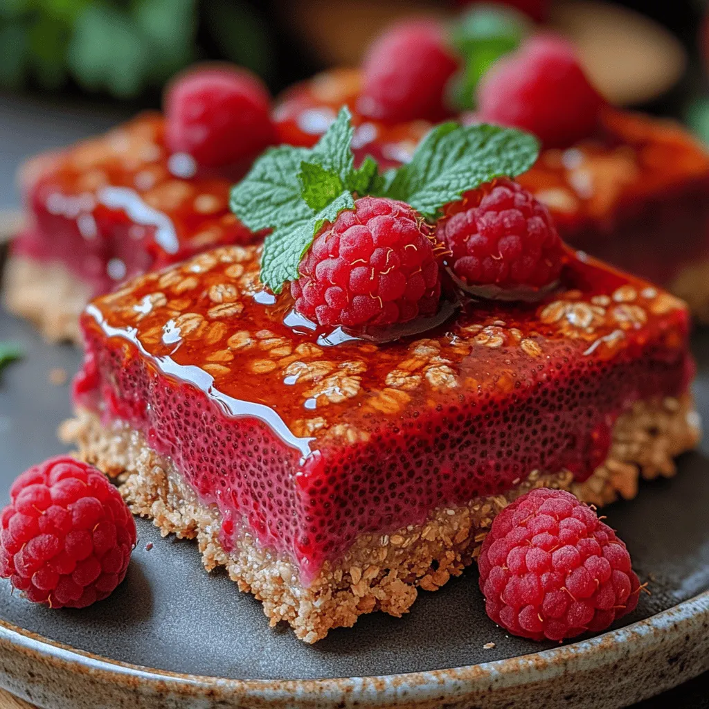 Delightful Raspberry Chia Squares are a scrumptious and nutritious treat that beautifully balances the tartness of fresh raspberries with the wholesome goodness of chia seeds and oats. These delightful squares are not only a feast for the taste buds but also a powerhouse of health benefits, making them an ideal addition to your diet. Whether you're seeking a quick snack for on-the-go munching, a sweet treat to satisfy your cravings, or a wholesome dessert to impress at your next brunch gathering, these squares fit the bill perfectly.
