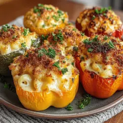 Stuffed peppers have surged in popularity in recent years, emerging as a versatile dish that appeals to a wide range of palates. From traditional meat and rice fillings to innovative vegetarian combinations, these colorful vessels offer endless culinary possibilities. Among the most delightful variations is the Golden Mac and Cheese-Stuffed Peppers recipe. This dish marries the comfort of classic macaroni and cheese with the vibrant, healthful benefits of bell peppers, creating a meal that is both satisfying and nutritious.