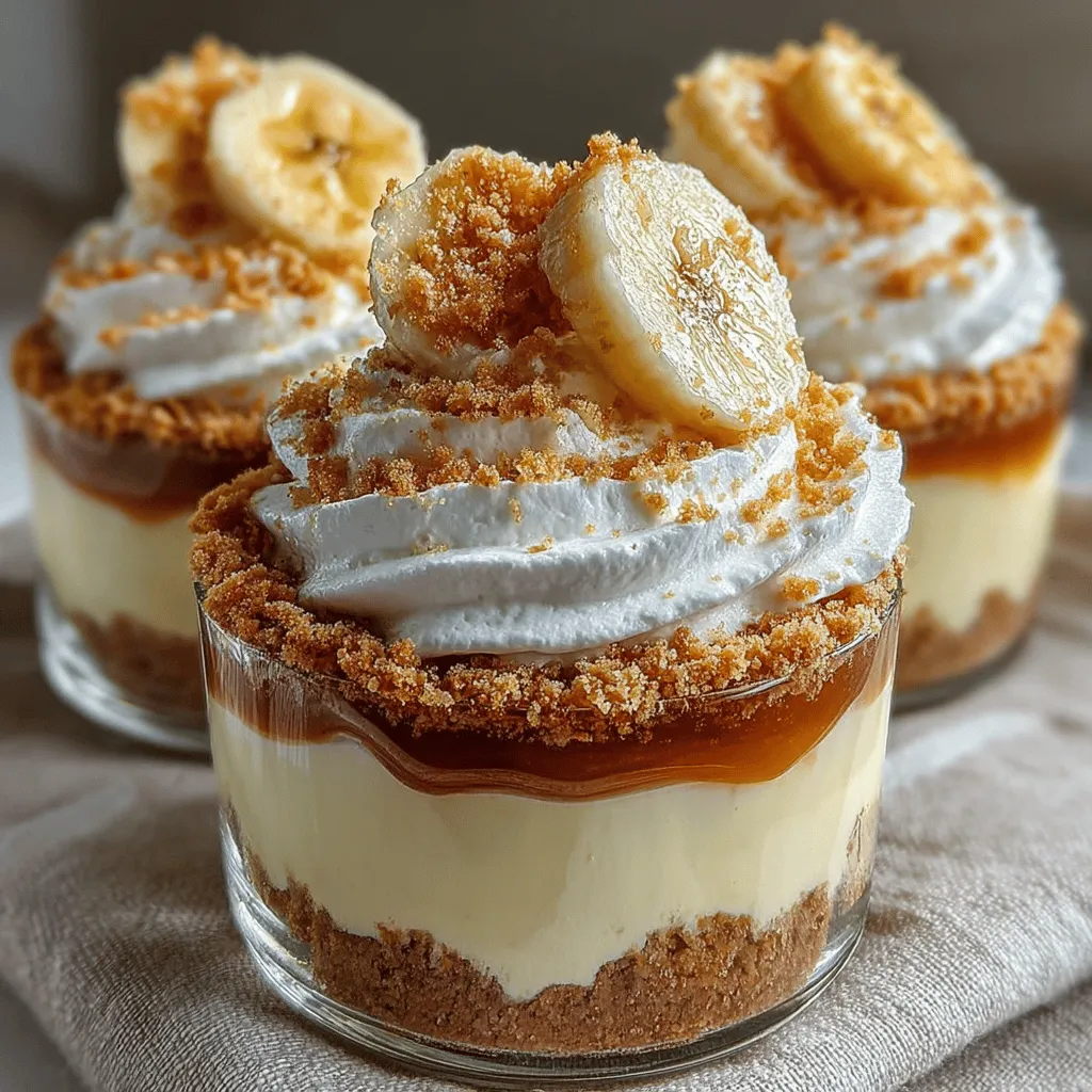 Delightful and indulgent, No-Bake Banana Cream Pie Cups are a charming twist on a classic dessert that brings together creamy vanilla pudding, fresh bananas, and a crunchy graham cracker crust. This easy-to-make treat not only satisfies your sweet tooth but also showcases the delightful flavors of bananas in a fun and portable cup format. Whether you're hosting a gathering, enjoying a picnic, or simply treating your family to something special, these cups provide a hassle-free way to indulge in a comforting dessert without the need to turn on the oven.