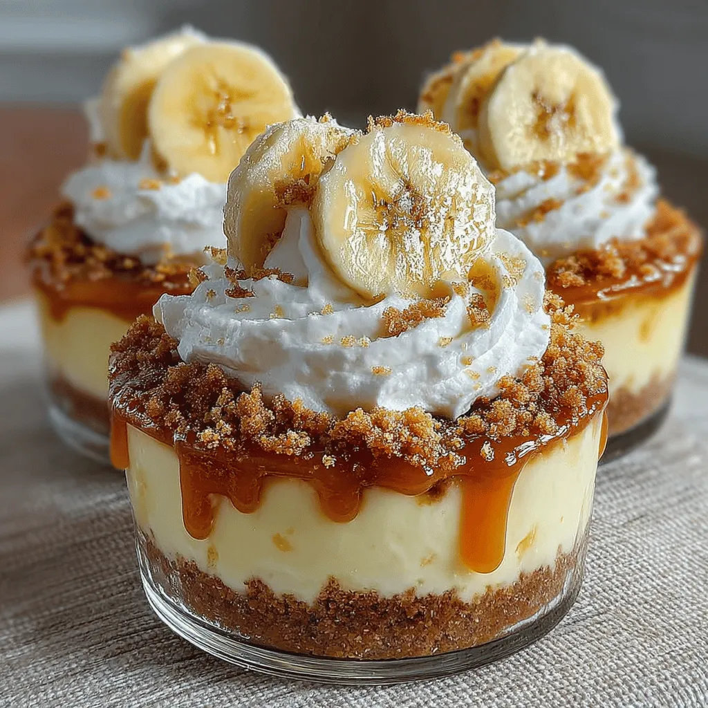 Delightful and indulgent, No-Bake Banana Cream Pie Cups are a charming twist on a classic dessert that brings together creamy vanilla pudding, fresh bananas, and a crunchy graham cracker crust. This easy-to-make treat not only satisfies your sweet tooth but also showcases the delightful flavors of bananas in a fun and portable cup format. Whether you're hosting a gathering, enjoying a picnic, or simply treating your family to something special, these cups provide a hassle-free way to indulge in a comforting dessert without the need to turn on the oven.