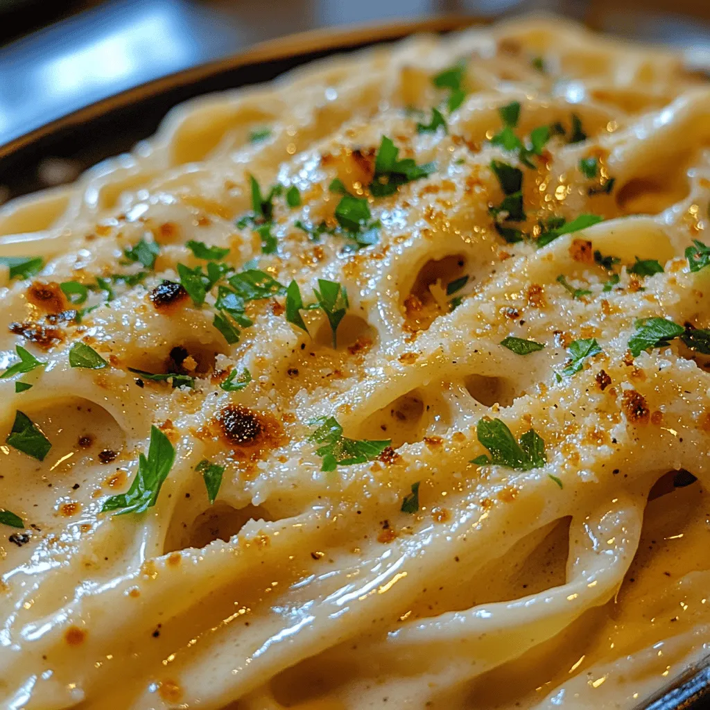 Creamy Roasted Garlic Alfredo is a culinary indulgence that transforms the humble pasta dish into a luxurious experience. This comforting recipe brings together the rich, buttery flavors of Alfredo sauce and the sweet, savory notes of roasted garlic, creating a symphony of taste that is both satisfying and indulgent. Preparing this dish at home is not just straightforward; it's a rewarding endeavor that elevates any meal, whether it’s a cozy weeknight dinner or a special occasion with loved ones. With its rich creaminess and aromatic garlic essence, Roasted Garlic Alfredo is sure to impress and delight.