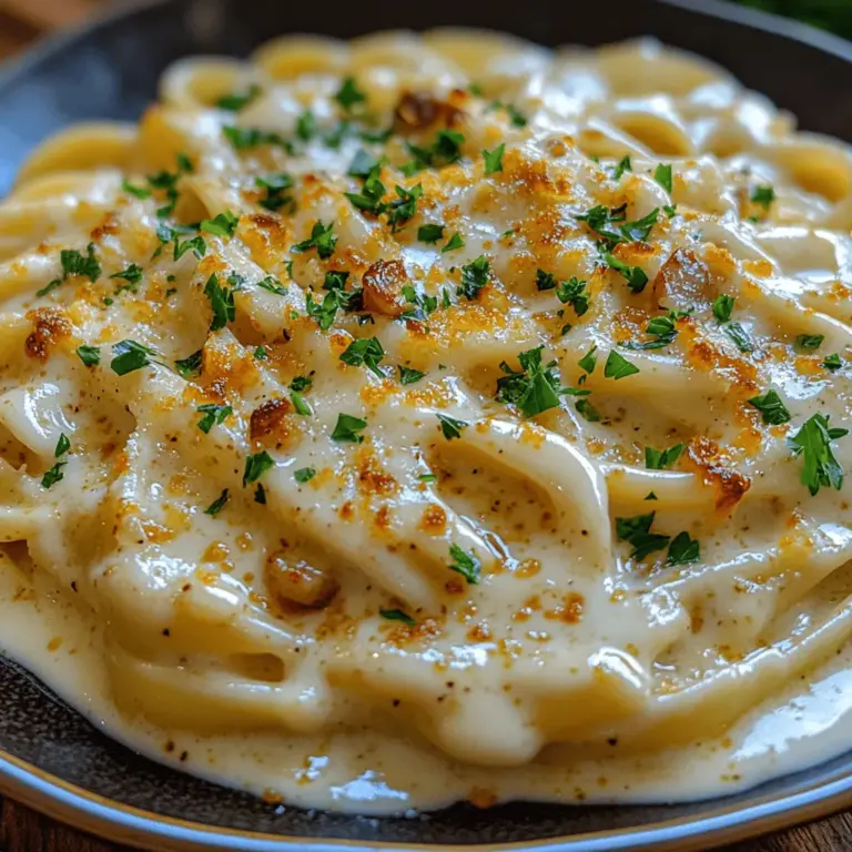 Creamy Roasted Garlic Alfredo is a culinary indulgence that transforms the humble pasta dish into a luxurious experience. This comforting recipe brings together the rich, buttery flavors of Alfredo sauce and the sweet, savory notes of roasted garlic, creating a symphony of taste that is both satisfying and indulgent. Preparing this dish at home is not just straightforward; it's a rewarding endeavor that elevates any meal, whether it’s a cozy weeknight dinner or a special occasion with loved ones. With its rich creaminess and aromatic garlic essence, Roasted Garlic Alfredo is sure to impress and delight.