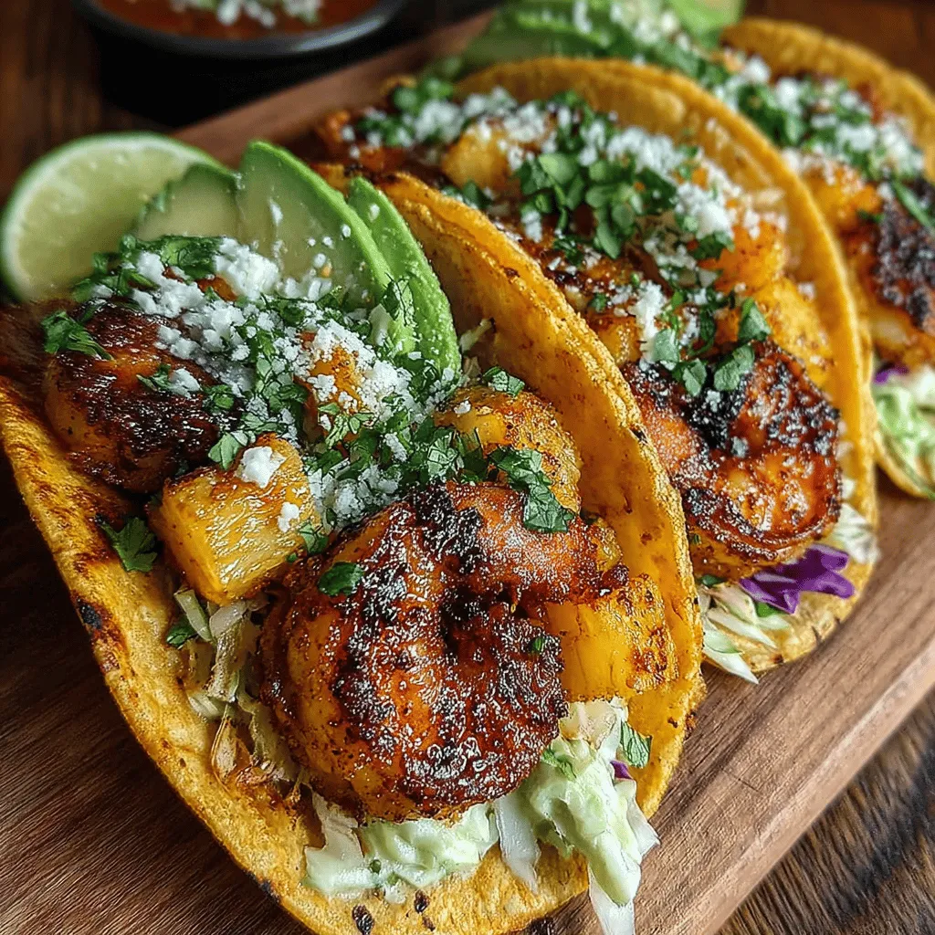 The final step in creating your Zesty Grilled Shrimp & Pineapple Tacos is the assembly, which is crucial for both flavor and presentation. Start by warming your tortillas over medium heat for about 30 seconds on each side, or until they become pliable and slightly charred. This enhances their flavor and makes them easier to fold without tearing.