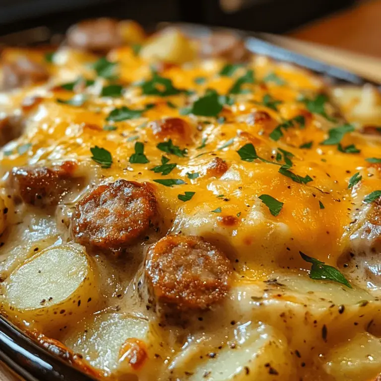 When it comes to hearty, satisfying meals, few dishes can rival the Creamy Sausage and Potato Casserole. This dish seamlessly combines savory Italian sausage, tender Yukon Gold potatoes, and a luscious blend of creamy cheese, resulting in a comforting meal that warms both the heart and the stomach. Whether you’re preparing for a busy weeknight dinner or hosting a gathering with family and friends, this casserole stands out as a versatile option that appeals to a wide range of palates.