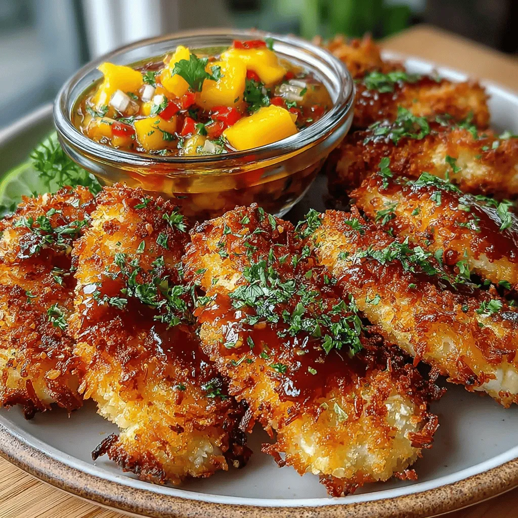 If you're in search of a dish that combines crunch, flavor, and a touch of tropical flair, look no further than Crispy Coconut Chicken with Chili Mango Dip. This dish has gained popularity for its mouthwatering appeal, making it a perfect choice for a variety of occasions, from casual family dinners to vibrant gatherings and parties. The combination of tender chicken coated in a crispy coconut crust, paired with a sweet and spicy mango dip, creates a delightful balance that tantalizes the taste buds.