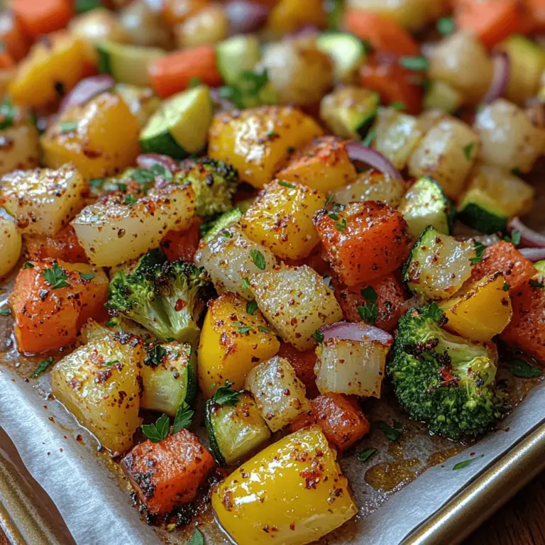Roasted vegetables have become a staple in the culinary world, celebrated for their ability to transform simple ingredients into a flavorful and nutritious dish. The method of roasting not only brings out the natural sweetness of vegetables but also enhances their textures, making them both satisfying and delicious. Among the myriad of roasted vegetable recipes, Vibrant Crunchy Roasted Rainbow Veggies stands out as a colorful, healthful option that appeals to a wide range of palates. This dish is not just about aesthetics; it’s a celebration of flavor and nutrition that can serve as a delightful side or a hearty main course.