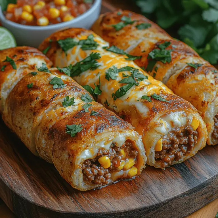 In the realm of quick and delicious meals, the Crunchy Fiesta Air-Fryer Taco Rolls stand out as a fun and flavorful option for both weeknight dinners and weekend gatherings. This recipe combines the savory goodness of seasoned meat, creamy refried beans, and melty cheese, all wrapped in crispy tortillas. As more home cooks embrace the air fryer for its convenience and health benefits, this dish becomes an ideal choice for anyone looking to satisfy their cravings for something crispy and savory without the excess oil of traditional frying.