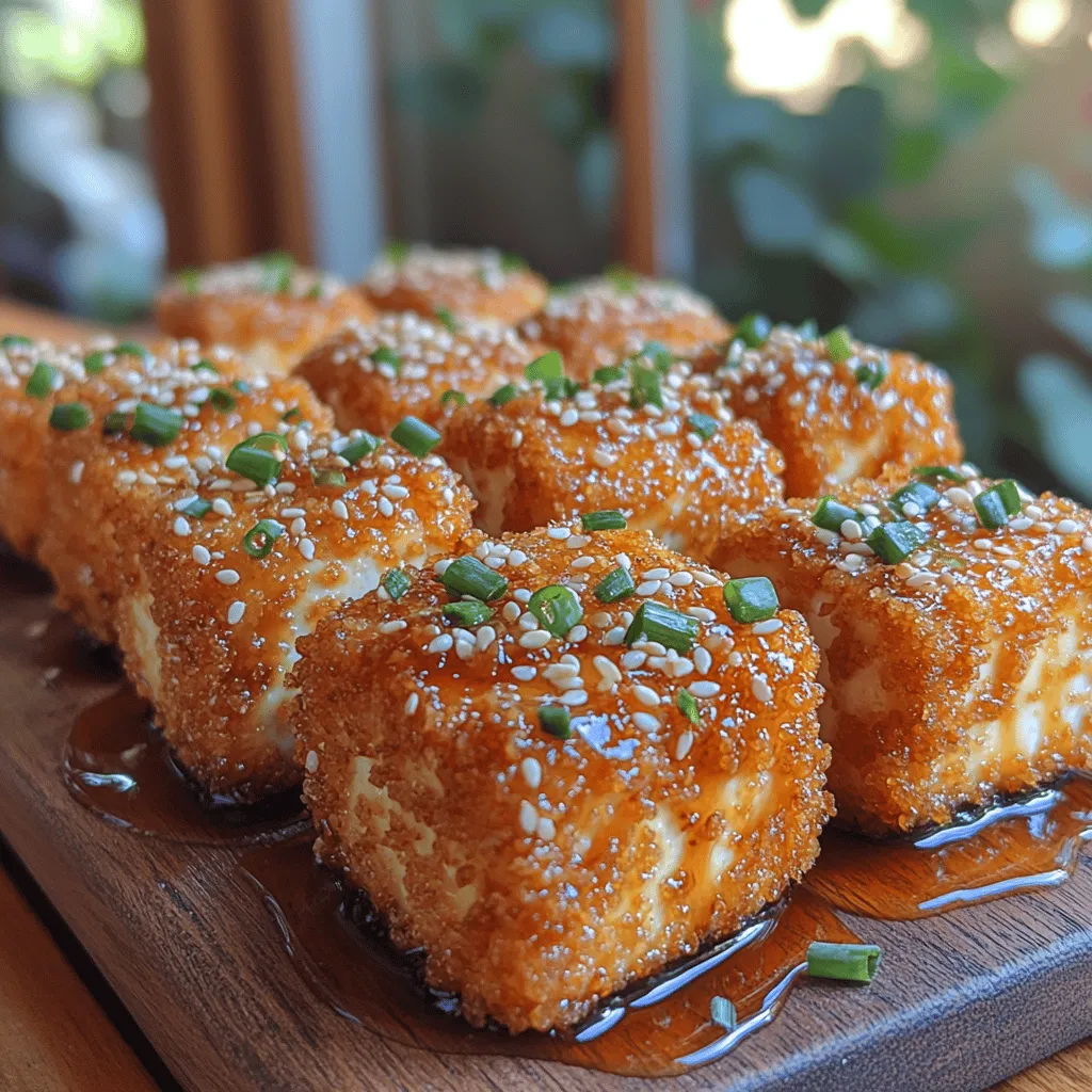 Tofu has become a beloved staple in kitchens around the world, celebrated for its versatility as a plant-based protein. Whether you're a long-time vegetarian, vegan, or simply looking to incorporate more plant-based meals into your diet, tofu offers a blank canvas that can absorb a myriad of flavors, making it suitable for countless dishes. Among the many creative ways to enjoy tofu, <strong>Crunchy Sriracha Honey Tofu Bites</strong> stand out as a standout recipe that combines a satisfying crunch with an irresistible blend of flavors.” /></p>
</p>
<h2>Importance of Draining Excess Oil for a Healthier Dish</h2>
</p>
<p>When preparing Crunchy Sriracha Honey Tofu Bites, one crucial step that often gets overlooked is properly draining excess oil after frying. While frying gives the tofu a satisfying crunch, excess oil can lead to a greasy and unappetizing finish. To achieve a healthier dish, place the fried tofu bites on a plate lined with paper towels immediately after frying. This will absorb any surplus oil, ensuring that your tofu remains crispy without being overly oily. Not only does this improve the overall texture, but it also helps to balance the dish’s flavors, allowing the Sriracha honey glaze to shine through without being muted by greasiness.</p>
</p>
<h2>Crafting the Sriracha Honey Sauce</h2>
</p>
<h3>Breakdown of Each Ingredient in the Sauce and Its Role in Flavor Development</h3>
</p>
<p>The Sriracha honey sauce is the star of this recipe, infusing the crispy tofu with a delightful blend of spicy, sweet, and savory notes. Here’s a closer look at each component of the sauce:</p>
</p>
<p>– <strong>Sriracha</strong>: This popular hot sauce brings a spicy kick to the dish, with its garlic undertones adding depth. The level of heat can vary by brand, so choose one that aligns with your spice tolerance.</p>
</p>
<p>– <strong>Honey</strong>: A natural sweetener, honey balances the heat from the Sriracha, creating a harmonious flavor profile. If you’re vegan, consider substituting with maple syrup or agave nectar for a similar sweetness.</p>
</p>
<p>– <strong>Soy Sauce</strong>: Adding umami, soy sauce enhances the overall flavor of the sauce. It also contributes to the caramelization process when the sauce is applied to the tofu, giving it a beautiful sheen.</p>
</p>
<p>– <strong>Rice Vinegar</strong>: This ingredient introduces a tangy note that brightens up the sauce, cutting through the sweetness and heat, making the overall flavor more complex.</p>
</p>
<p>– <strong>Garlic</strong>: Fresh garlic adds an aromatic and savory component that elevates the sauce, making it more robust.</p>
</p>
<p>– <strong>Sesame Oil</strong>: A few drops of sesame oil add nuttiness and richness, enhancing the dish’s flavor profile while offering a hint of Asian flair.</p>
</p>
<h3>Tips on Adjusting the Sauce’s Spice Level and Sweetness to Personal Preference</h3>
</p>
<p>Customization is key when it comes to the Sriracha honey sauce. If you prefer a milder flavor, reduce the amount of Sriracha or add more honey to balance the heat. Conversely, if you’re a spice lover, feel free to increase the Sriracha or even add a sprinkle of red pepper flakes for an extra kick. Taste the sauce as you mix to find your perfect balance of sweet and spicy, ensuring that it suits your palate.</p>
</p>
<h2>Glazing the Tofu Bites</h2>
</p>
<h3>Instructions on How to Properly Coat the Fried Tofu with the Sauce for Maximum Flavor</h3>
</p>
<p>Once your tofu bites are perfectly fried and have had the excess oil drained, it’s time to glaze them with the Sriracha honey sauce. Here’s how to do it for maximum flavor:</p>
</p>
<p>1. <strong>Combine the Sauce</strong>: In a mixing bowl, whisk together the prepared Sriracha honey sauce until well blended.</p>
</p>
<p>2. <strong>Coat the Tofu</strong>: Place the fried tofu bites in a large mixing bowl. Pour a generous amount of the Sriracha honey sauce over the tofu. Gently toss the tofu bites in the sauce until they are evenly coated. Be careful not to break the tofu; use a spatula or your hands to handle them delicately.</p>
</p>
<p>3. <strong>Timing is Key</strong>: For the best texture, glaze the tofu bites right before serving. This ensures that the crispy exterior remains intact, giving you that satisfying crunch with every bite.</p>
</p>
<h2>Serving Suggestions and Presentation</h2>
</p>
<h3>Ideas for Garnishing</h3>
</p>
<p>Presentation plays a significant role in the enjoyment of any dish, and your Crunchy Sriracha Honey Tofu Bites can shine with the right garnishes. Here are some simple yet effective ideas:</p>
</p>
<p>– <strong>Green Onions</strong>: Finely chop green onions and sprinkle them over the glazed tofu for a pop of color and a hint of freshness.</p>
</p>
<p>– <strong>Sesame Seeds</strong>: Toasted sesame seeds not only add visual appeal but also a nutty flavor that complements the dish perfectly. A sprinkle of white and black sesame seeds can enhance the overall aesthetic.</p>
</p>
<h3>Ways to Serve: As a Standalone Snack, Appetizer, or Part of a Larger Meal</h3>
</p>
<p>These tofu bites are incredibly versatile. Here are some ideas on how to serve them:</p>
</p>
<p>– <strong>Standalone Snack</strong>: Enjoy them as a quick snack for an afternoon pick-me-up or a late-night craving.</p>
</p>
<p>– <strong>Appetizer</strong>: Serve them at your next gathering as an enticing appetizer. Pair them with toothpicks for easy serving and eating.</p>
</p>
<p>– <strong>Part of a Larger Meal</strong>: Incorporate the tofu bites into a larger meal by serving them alongside steamed rice, stir-fried vegetables, or a fresh salad for a balanced plate that satisfies.</p>
</p>
<h3>Pairing Suggestions: Complementary Dips or Side Dishes</h3>
</p>
<p>For added enjoyment, consider complementing your Crunchy Sriracha Honey Tofu Bites with dips or side dishes. A cooling dip like a creamy avocado or yogurt-based sauce can balance out the heat. Alternatively, a tangy dipping sauce made from soy sauce, vinegar, and a touch of honey can further enhance the flavor experience. Pairing these bites with a light cucumber salad or pickled vegetables can also provide a refreshing contrast to the dish’s bold flavors.</p>
</p>
<h2>Nutritional Information</h2>
</p>
<h3>Overview of the Nutritional Benefits of the Dish</h3>
</p>
<p>Crunchy Sriracha Honey Tofu Bites not only deliver on flavor but also pack a nutritional punch. Here’s a brief overview of their benefits:</p>
</p>
<p>– <strong>Protein Content from Tofu</strong>: Tofu is an excellent source of plant-based protein, making these bites a great option for vegetarians and vegans. A serving can provide around 10 grams of protein, contributing to muscle health and overall satiety.</p>
</p>
<p>– <strong>Healthy Fats</strong>: The inclusion of sesame oil and any toppings like sesame seeds provides healthy fats that are essential for a balanced diet.</p>
</p>
<h3>Discussion on Calories Per Serving</h3>
</p>
<p>While enjoying these delicious bites, it’s important to keep portion sizes in mind. Depending on the amount of oil used and the serving size, each serving of Crunchy Sriracha Honey Tofu Bites can range from 200 to 300 calories. This aligns well with a balanced diet, allowing you to indulge without guilt when enjoyed in moderation.</p>
</p>
<h2>Conclusion</h2>
</p>
<p>In conclusion, Crunchy Sriracha Honey Tofu Bites are not only a flavor-packed dish but also a testament to the versatility of plant-based cuisine. The combination of crispy tofu with the sweet and spicy glaze creates a delightful experience for the taste buds, making it a must-try recipe for both tofu enthusiasts and novices alike. Whether you choose to serve them as a standalone snack, an enticing appetizer, or as part of a larger meal, these bites are sure to impress.</p>
</p>
<p>Encouragement to try the recipe comes from the growing trend towards plant-based dishes in modern cuisine, as more people seek out flavorful, healthier options without compromising on taste. As you experiment with this recipe and make it your own, you’ll discover the joy of cooking with tofu and the endless possibilities it holds. Embrace the delightful combination of flavors in these Crunchy Sriracha Honey Tofu Bites and enjoy your culinary journey!</p>
</div>