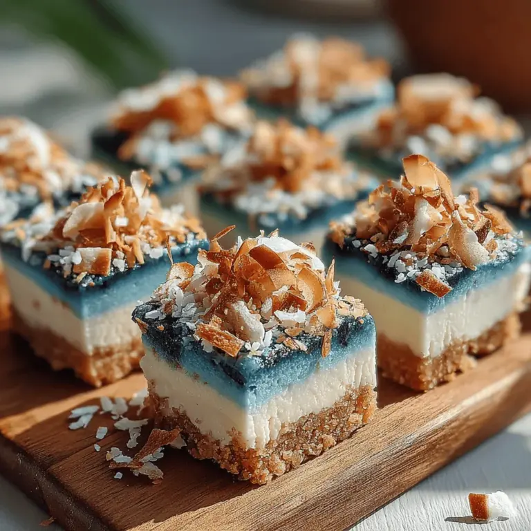 Frozen Blueberry Coconut Cream Bars are a delightful treat that seamlessly blends the natural sweetness of blueberries with the creamy richness of coconut. With their vibrant color and luscious texture, these bars are not only visually appealing but also an ideal dessert option for warm days or any festive occasion. Whether you're hosting a summer barbecue, celebrating a birthday, or simply seeking a refreshing snack, these bars are sure to impress family and friends alike.