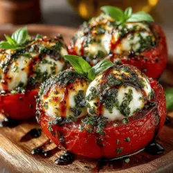 When it comes to satisfying both your palate and your nutritional needs, few dishes can compete with Mini Mozzarella Pesto Stuffed Tomatoes. This delightful recipe combines the vibrant flavors of fresh basil, creamy mozzarella, and juicy tomatoes into a bite-sized treat that is as pleasing to the eye as it is to the taste buds. The appeal of this dish lies not only in its deliciousness but also in its simplicity and versatility. Whether you're looking for an elegant appetizer for a dinner party, a delightful side dish for a summer barbecue, or a light meal to enjoy on a warm afternoon, these stuffed tomatoes fit the bill perfectly.