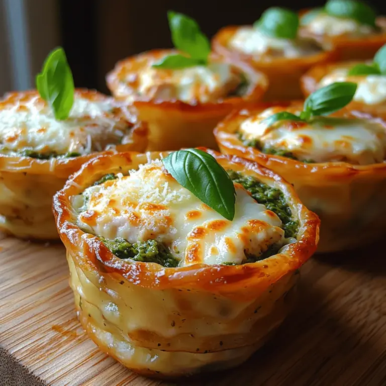 When it comes to appetizers that are both delicious and visually appealing, mini chicken wonton cups stand out as a fantastic choice. These bite-sized delights are not only a treat for the taste buds but also a feast for the eyes, making them an ideal addition to any gathering. The combination of juicy chicken and fragrant basil pesto, encased in a crispy wonton wrapper, creates a harmonious blend of flavors and textures that is sure to impress your guests. With their ease of preparation and the option to use rotisserie chicken, these wonton cups make for a quick yet sophisticated dish, perfect for parties or a gourmet-inspired snack at home.