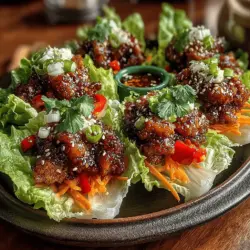 Sweet & Savory Sticky Honey Soy Chicken Lettuce Cups