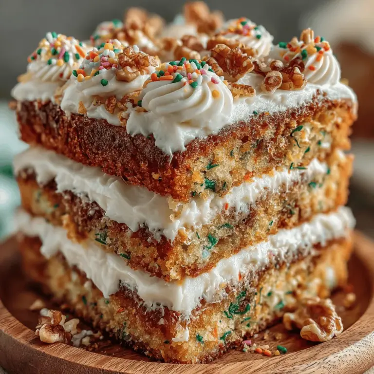Zucchini Confetti Cake is more than just a dessert; it’s a delightful fusion of wholesome ingredients and playful aesthetics that makes it a standout choice for any gathering. Imagine a moist, tender cake bursting with the subtle flavors of zucchini, complemented by vibrant sprinkles that bring a sense of joy to every slice. This cake is not only visually appealing but also offers a unique flavor profile that balances sweetness with a hint of earthiness, making it an ideal treat for family birthdays, casual get-togethers, or even as a cheerful addition to a potluck.