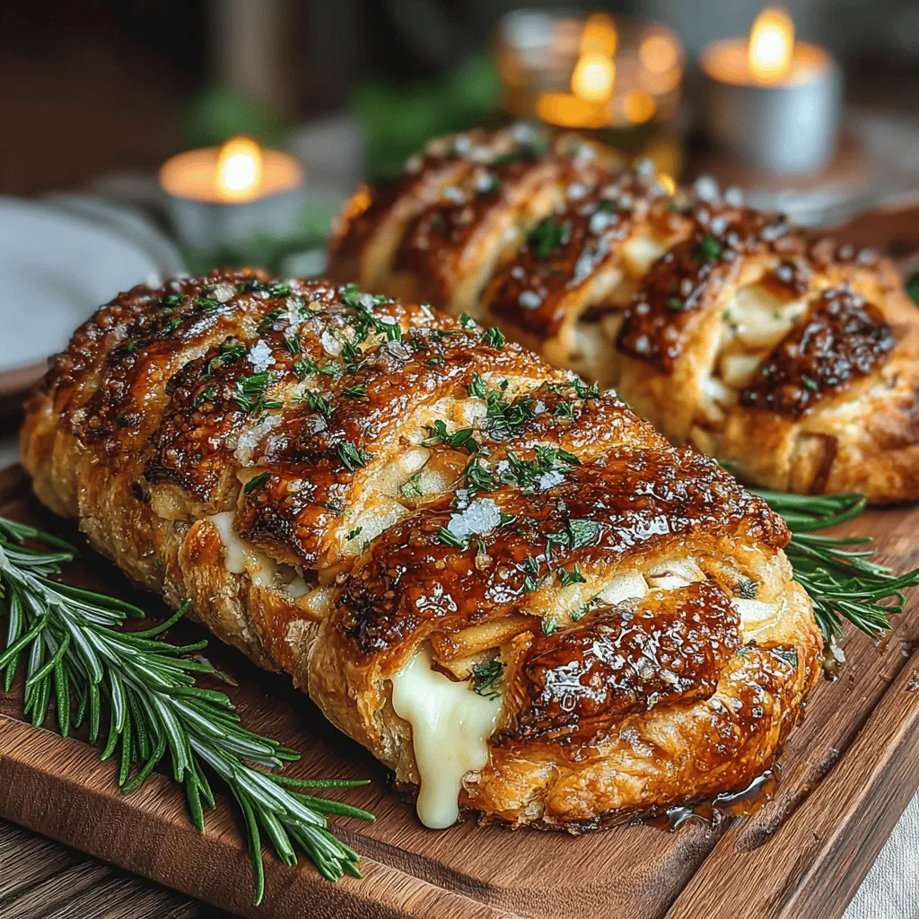 Apple Brie Puff Pastry Braids are a delightful culinary creation that elegantly marries the sweet juiciness of apples with the creamy, rich allure of Brie cheese, all enveloped in flaky, golden puff pastry. This dish is not just a feast for the taste buds; it's a visual masterpiece that captivates the eyes with its braided design, making it an impressive centerpiece for any dining table. The combination of sweet and savory flavors offers a harmonious balance that appeals to a wide range of palates, making it an ideal choice for entertaining guests or enjoying a cozy evening at home.