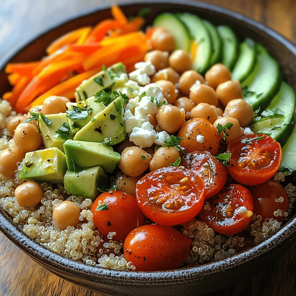 The Rainbow Power Salad Bowl is more than just a meal; it's a vibrant celebration of colors and flavors that transforms the mundane act of eating into an exciting culinary experience. This salad showcases an assortment of fresh vegetables, protein-rich quinoa, and hearty chickpeas, creating a dish that is as visually appealing as it is nutritious. Each bite bursts with freshness and texture, making it an excellent choice for anyone looking to boost their daily intake of fruits and vegetables while enjoying a delicious meal.