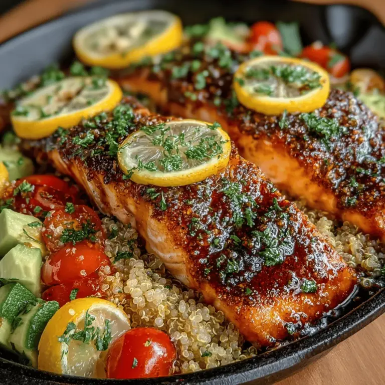 Welcome to the world of vibrant flavors and nutritious eating with our Zesty Grilled Lemon Garlic Salmon Bowls. This dish beautifully marries the richness of salmon with the bright notes of lemon and garlic, creating a meal that is not only satisfying but also packed with health benefits. Perfect for a weeknight dinner or a weekend gathering, these bowls are designed to please the palate while nourishing the body.