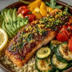 When it comes to vibrant, nourishing meals that excite the palate, Zesty Grilled Lemon Garlic Salmon Bowls stand out as a top contender. This dish combines the rich, buttery flavor of salmon with a zesty marinade of lemon and garlic, perfectly complemented by the wholesome goodness of quinoa and a colorful array of vegetables. Whether you're seeking a weeknight dinner that feels gourmet or a meal prep option for healthy lunches, this salmon bowl is both satisfying and visually appealing.