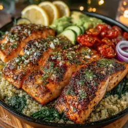 Zesty Grilled Lemon Garlic Salmon Bowls