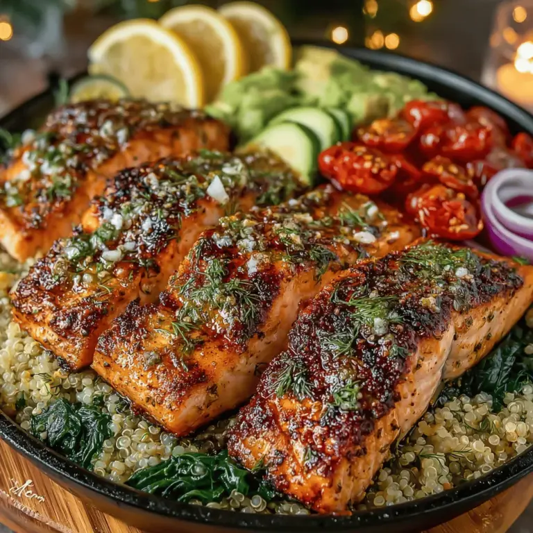 In the quest for a nutritious yet delicious meal, Zesty Grilled Lemon Garlic Salmon Bowls emerge as a standout choice. This recipe combines the rich, savory taste of grilled salmon with the bright, refreshing flavors of lemon and garlic. It not only delights the palate but also serves as a healthy meal option packed with essential nutrients. Whether you’re looking to satisfy a busy weeknight dinner craving or impress guests at your next gathering, these bowls deliver a balanced and vibrant dining experience.