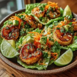Zesty Garlic Lime Shrimp Lettuce Wraps
